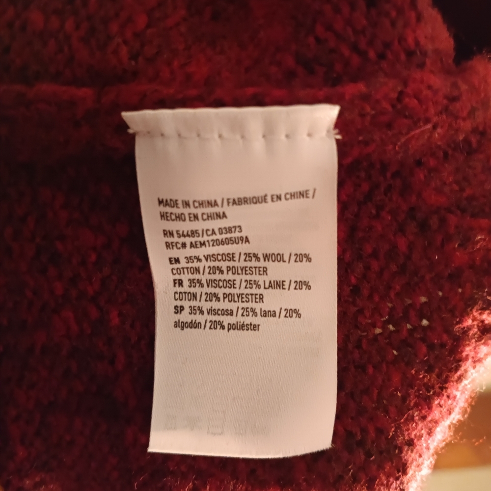 AMERICAN EAGLE "Seriously Soft" Crew Neck Sweater Men's M, NWT Maroon, WoolBlend - Picture 6 of 8